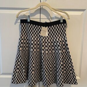 Carmen Marc Valvo Black and White Diamond Skater Skirt
